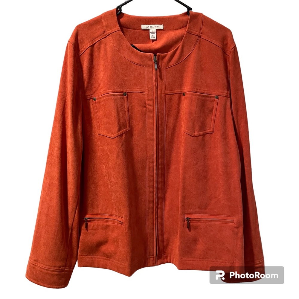 JM Collection Women’s Full Zip Jacket Burnt Orange Beautiful Four Pocket Front18